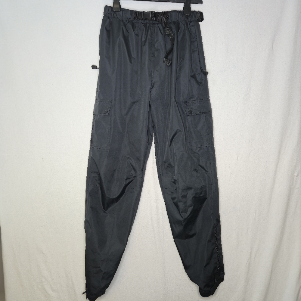 Wetskins Men's Long Lined Zipper And Velcro Cuffed Black Rain Pants Size M